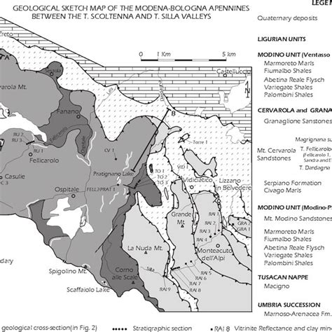 Geological sketch map of Northern Apennines comprised between ...