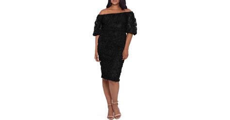 Xscape Off The Shoulder Lace Sheath Dress In Black Lyst