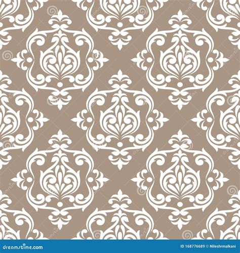 Seamless Victorian Damask Wallpaper Design Stock Vector - Illustration ...