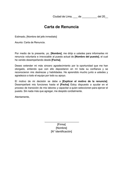 Carta De Renuncia De Funcionario P Blico Ejemplos