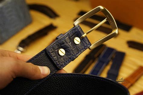 Handmade Alligator Leather Belt Dark Blue Leather Belt Lb057 Babu Handmade Leather