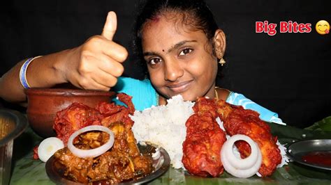 ASMR EATING SPICY MUTTON CURRY CHICKEN LEG PIECE CHICKEN MASALA QUILL