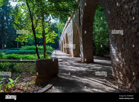 Ancient Aqueduct In A Garden In Spain Stock Photo Alamy