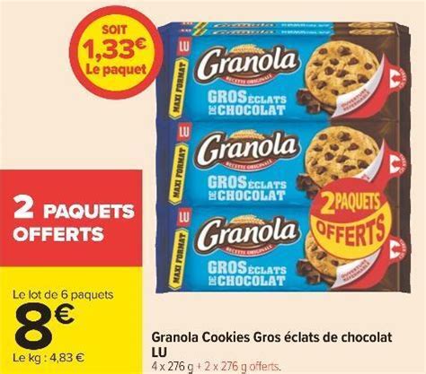 Promo Lu Granola Cookies Gros Clats De Chocolat Chez Carrefour