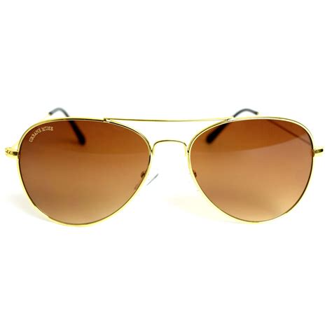 Gold Metal Frame Aviator Sunglasses with Gradient Brown - URBANE MUSE ...