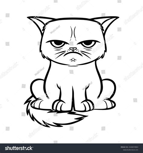 Grumpy Cat Coloring Page Kids Stock Vector (Royalty Free) 2169474903 ...