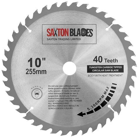 Saxton TCT Circular Wood Mitre Saw Blade 255mm X 40T X 25 4mm Bore Fits