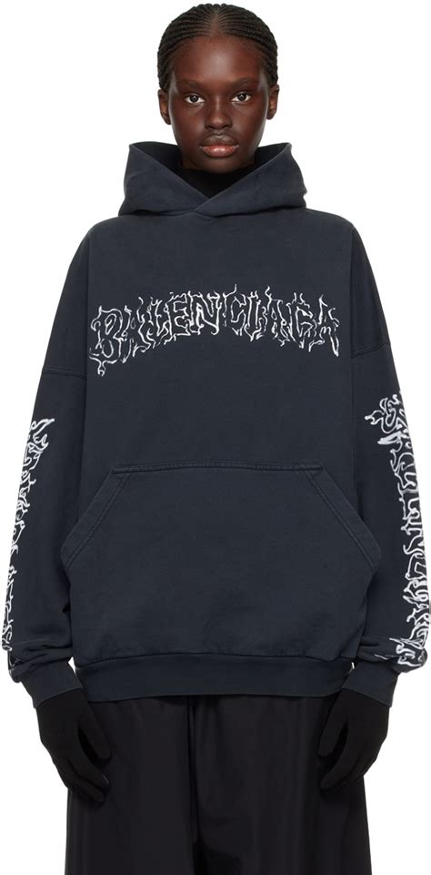 Balenciaga Black Diy Metal Outline Hoodie Balenciaga