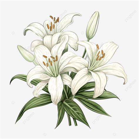 Ilustración Floreciente De La Flor Del Lirio Blanco PNG Lirio Flor