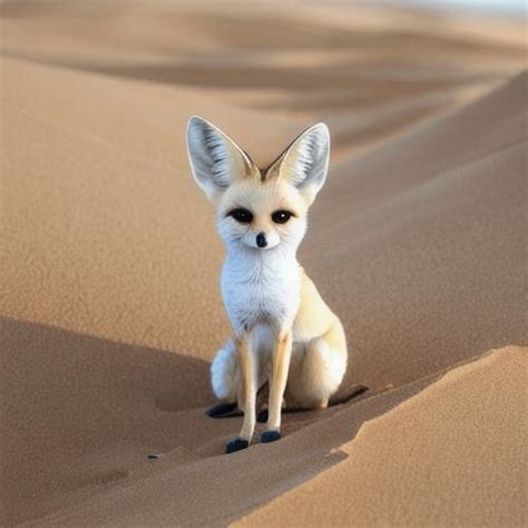 A Little Sandy Colored Fennec Fox Sitting On A Sand Openart