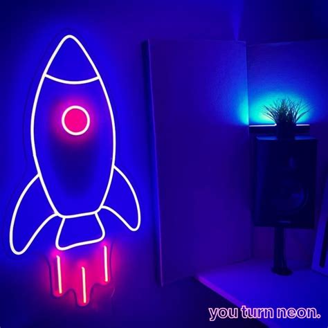 Rocket Neon Sign Neon Lights Neon Art Wall Decor Neon Etsy