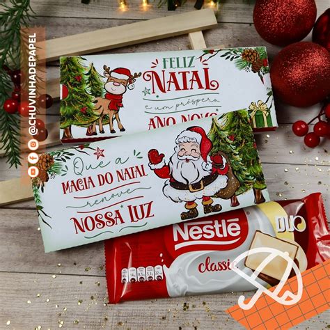 Caixa P Barra De Chocolate 90g Natal 2022 Chuvinha De Papel