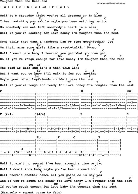 Bruce Springsteen Song Tougher Than The Rest Lyrics And Chords