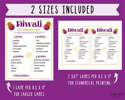 Diwali Scavenger Hunt Game Printable Festival Of Lights Etsy