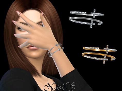 Natalis Crystal Cross Bangle Bracelets The Sims Catalog