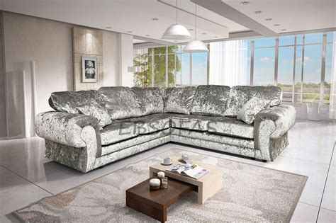 Brand New Large Tango Corner Sofa In Silver Crushed Velvet With Images