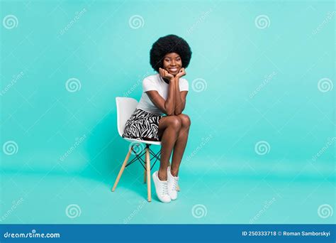 Photo Of Shiny Adorable Dark Skin Lady Wear Casual Clothes Smiling