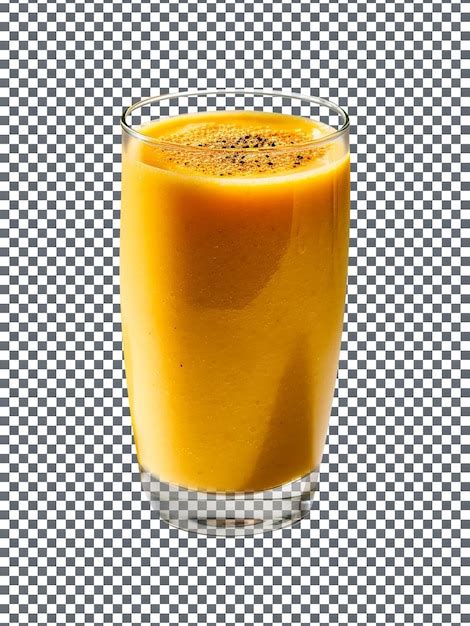 Vidro De Smoothie De Manga E Abacaxi Fresco Isolado Em Fundo