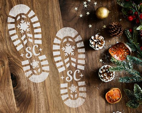 Santa Footprint Svg Diy Santa Clause Footprint Stencil Santa