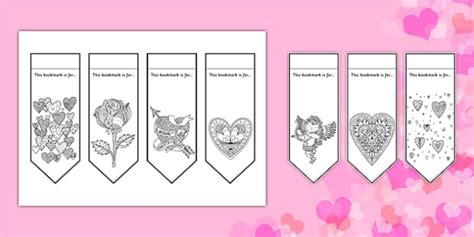 Adult Colouring Mindfulness Valentines Bookmarks Twinkl