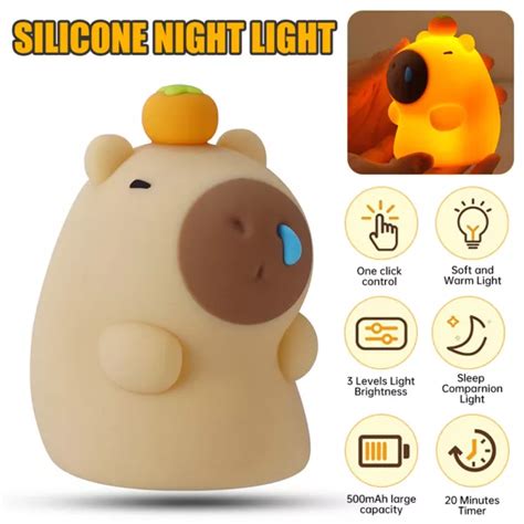 Led Silicone Capybara Night Light Usb Rechargeable Touch Bedside