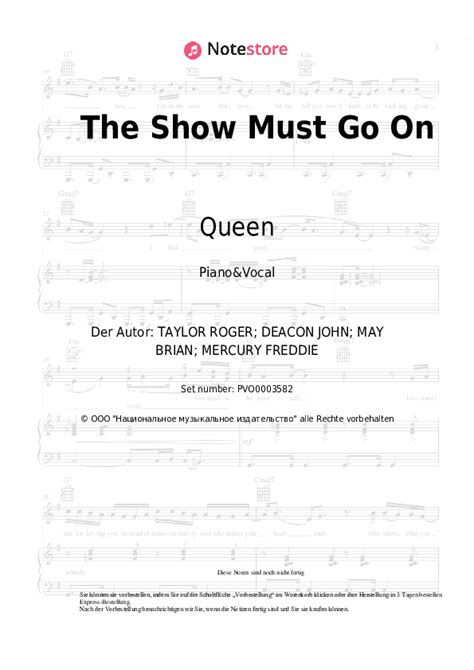 The Show Must Go On Queen Noten Gesang Pdf Klavier Note Store De