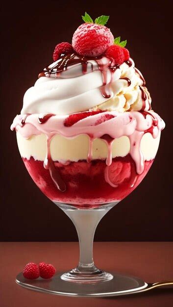 Premium Ai Image Berry Ice Cream In A Glass Bowl On White Background