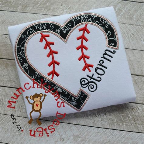 Baseball Heart For Name Applique By Munchkymsdesign On Etsy