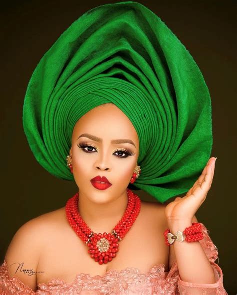 Emerald Auto Gele Nigerian Traditional Marriage Engagement Gele Turban