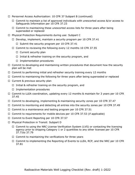 Nevada Radioactive Materials Ram Well Logging Licensing Checklist