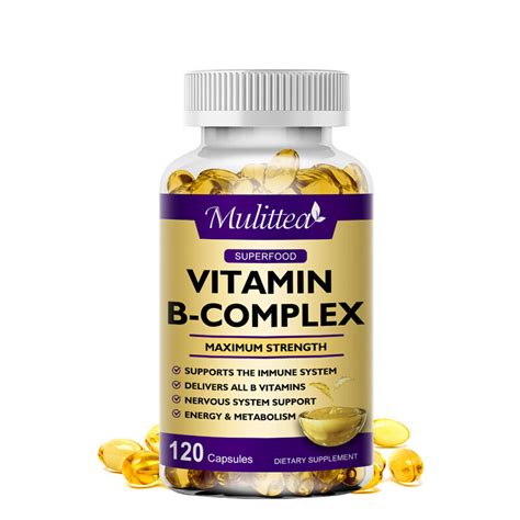 Vitamin B Complex Capsule B12 B1 B2 B3 B5 B6 B7 B9 Folic Acid And Biotin Reduce Stress