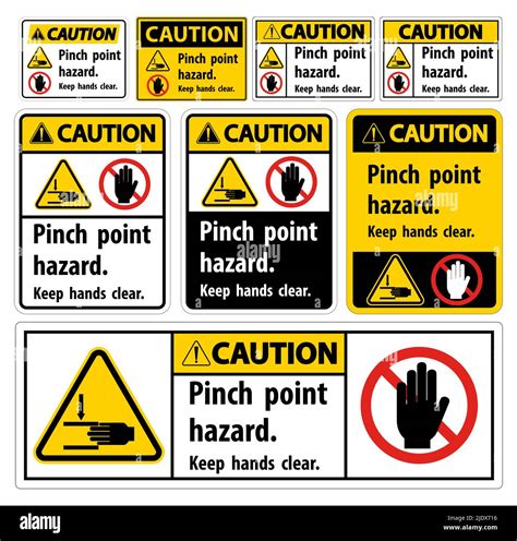 Caution Pinch Point Hazard Keep Hands Clear Symbol Sign Isolate On