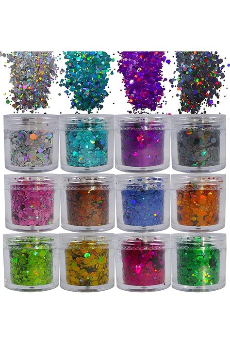 12 Colors Holographic Glitter Flakes For Crafts And Nail Art