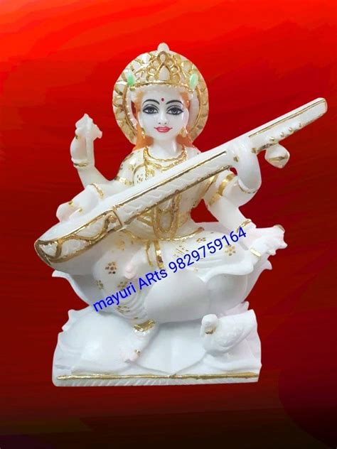 White Painted Sarasvati Mata Marble Statue For Worship At Rs In