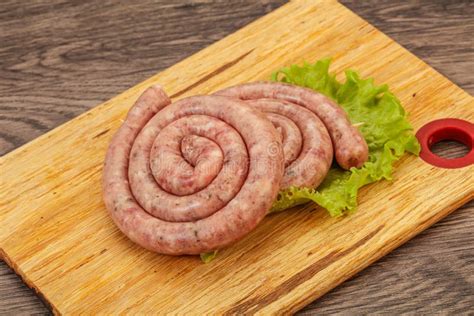 Raw Sausage Ring For Grill Stock Image Image Of Roasted 180272017