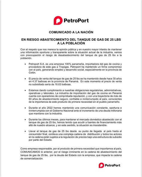 En Riesgo El Abastecimiento Del Tanque De Gas De 25 Lbs A La PoblaciÓn