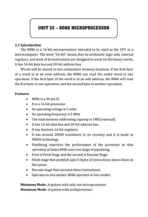 Unit 3 Microprocessor B Tech CSE 2nd Year AKTU Studocu