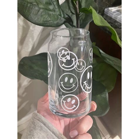 Smiley Face Beer Can Glass Beer Can Glass Smiley Face Glass Cup Iced