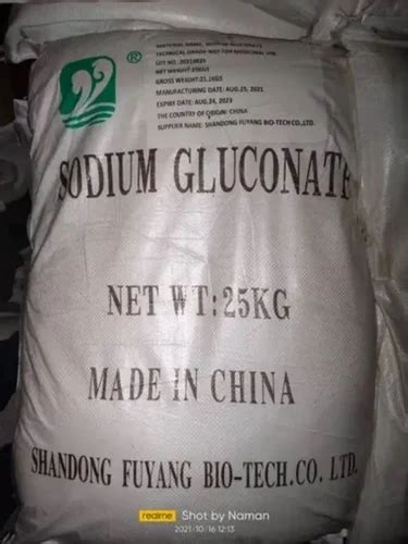 Technical Grade Sodium Gluconate Powder Packaging Type Bagpack