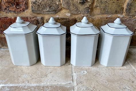 Antique Early 20th Century English Kitchen Canisters By Jappa Gibsons