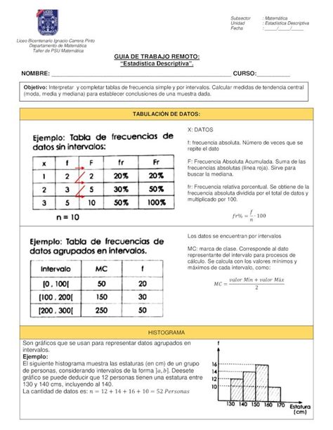 Pdf Guia De Trabajo Remoto Estad Stica Descriptiva