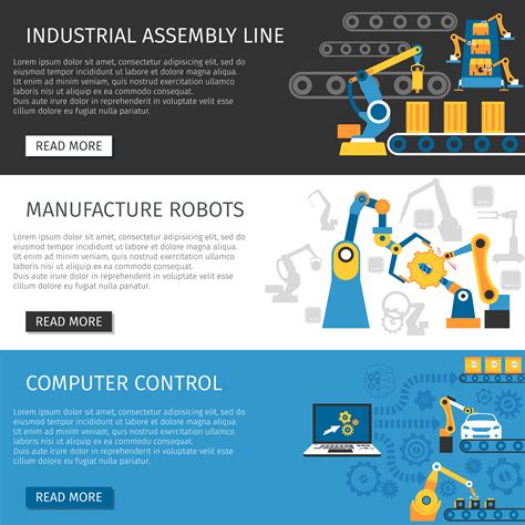 Industrial Assembly Line Flat Banners Set Vector Art At Vecteezy