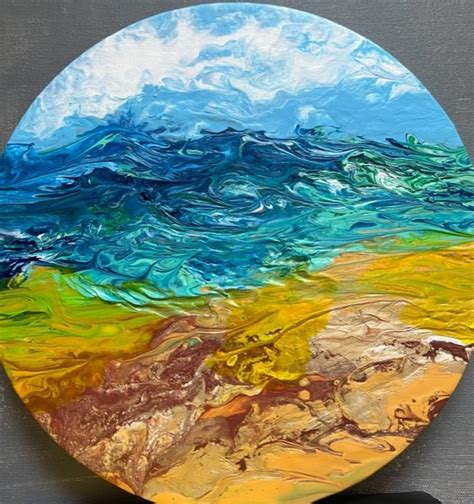 Sea Waves Acrylic Pouring on 10 inch disc by yorkyuen on DeviantArt