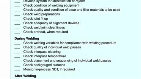 Welding Inspection Checklist Youtube