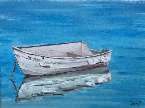 Acrylic Painting - This was a boat in Plymouth Harbor. Painted along ...