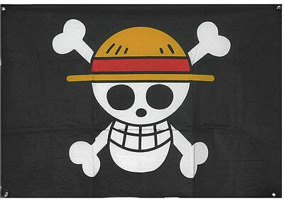 Large Luffy Straw Hat Skeleton Skull One Piece Pirate Flag Anime