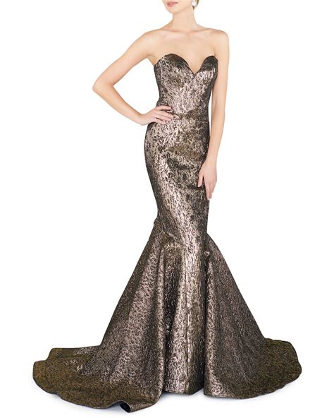 Mac Duggal Sweetheart Strapless Metallic Mermaid Gown Neiman Marcus