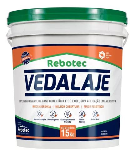 Vedalaje Rebotec Impermeabilizante 15 Kg Para Laje Original Frete grátis