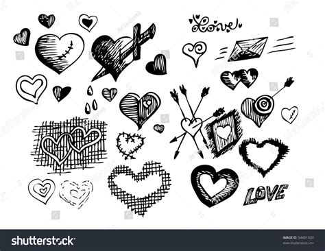 Love Symbols Hand Drawn Stock Vector Royalty Free 54401920 Shutterstock