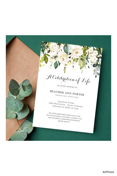 Celebration Of Life Funeral Memorial White Floral Invitation Zazzle Artofit